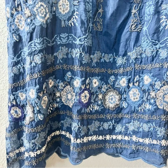 NEW Johnny Was Kones Tunic Size XS Blue Embroidered Top Boho Short Sleeve - Picture 4 of 9